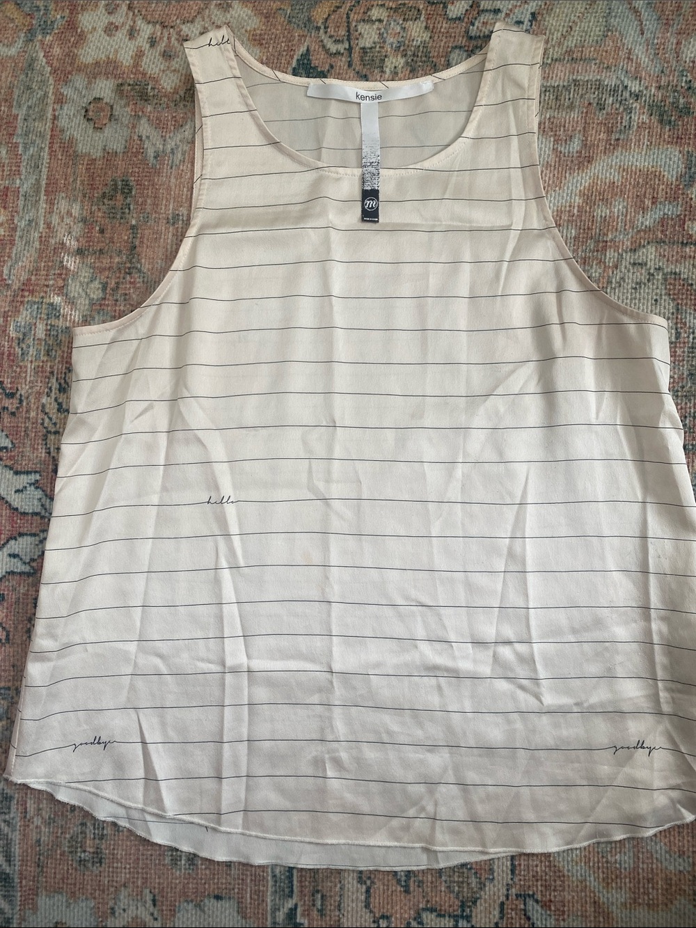 Kensie Cream Silk Tank Top